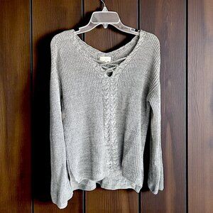 Lucky Brand Grey Lace-Up Sweater